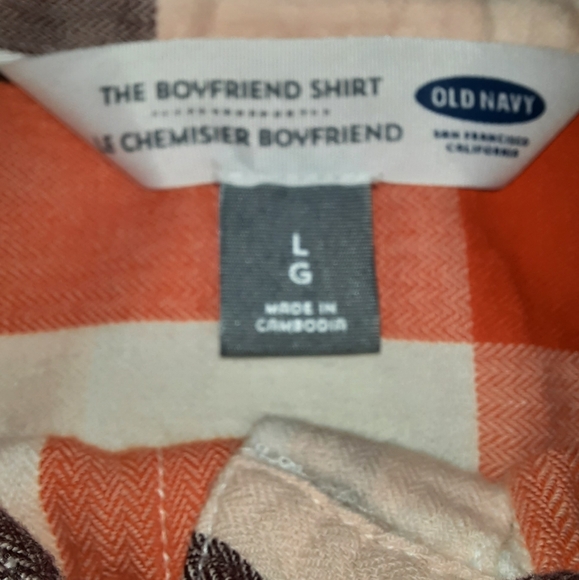 WOMEN'S OLD NAVY THE BOYFRIEND SHIRT PLAID BUTTON-UP LONG SLEEVE | LARGE - Picture 2 of 6